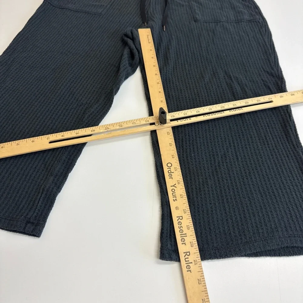J Crew Pants Womens Large Black Super Cozy Waffle Knit Sleep‎ Pajama Wide Leg